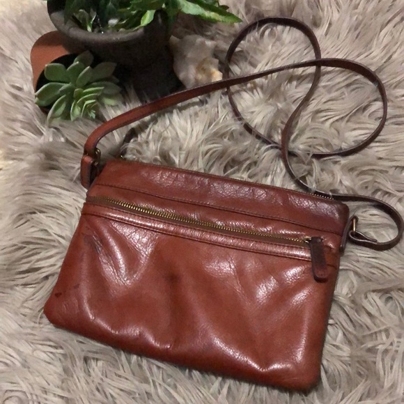 Margot Leather Crossbody-Brown-10x8-Multi Compartment-Zip Top Closure-GUC - Picture 3 of 17